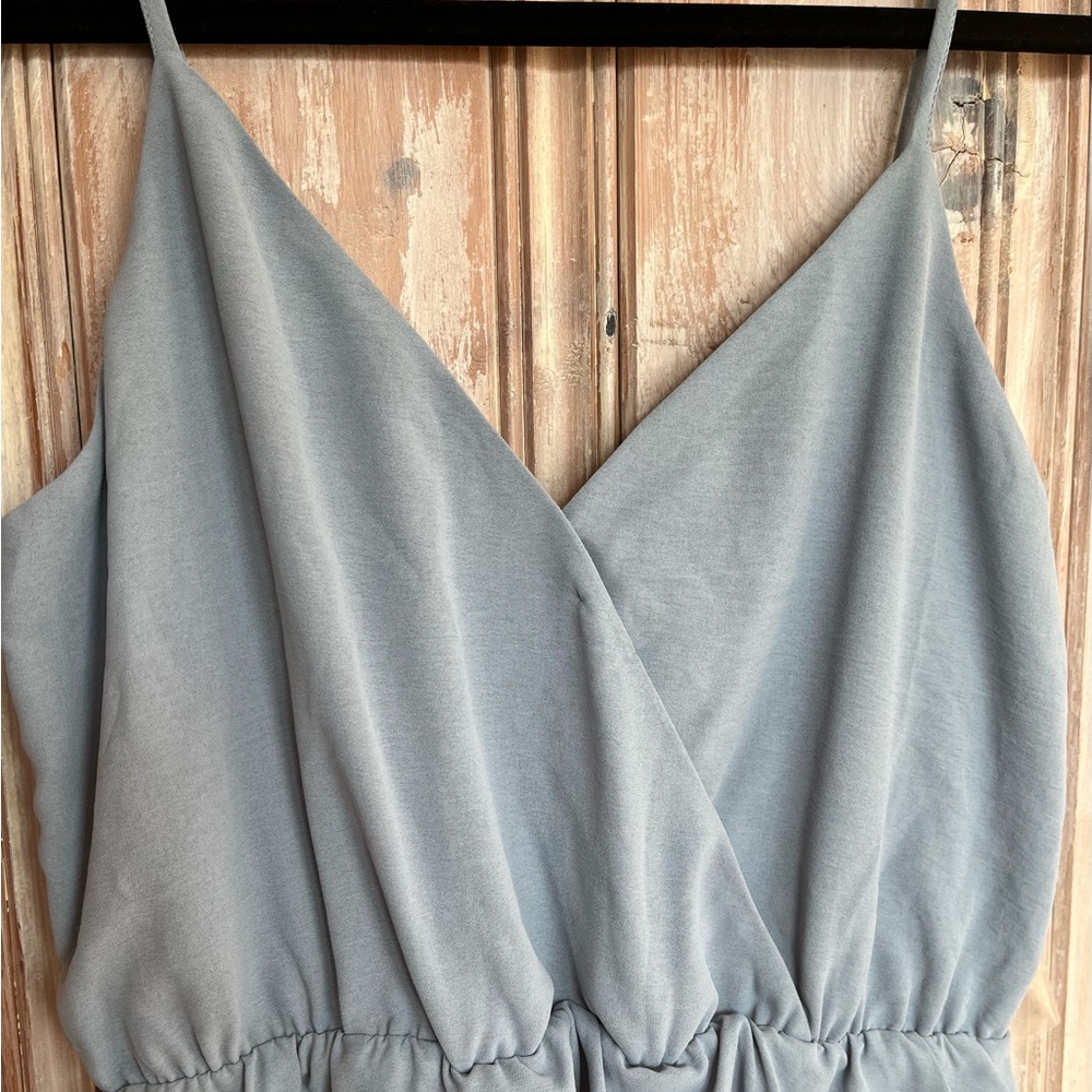 AKIRA Romper Flowing Layered Bottom Vacation Blue Gray Size Large - Picture 6 of 11